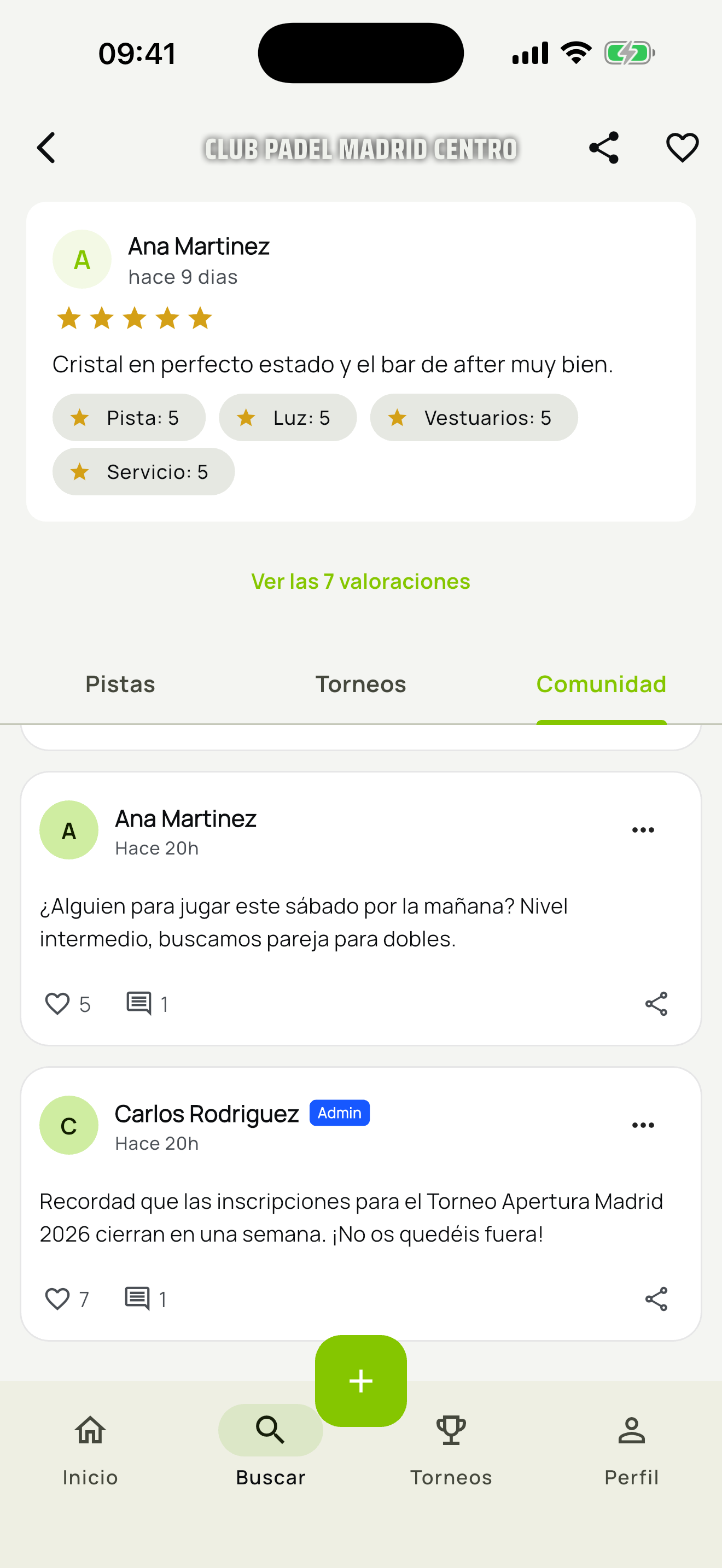 Ampliar las publicaciones de la comunidad del club